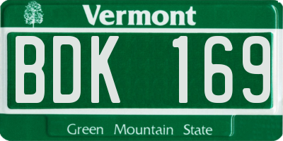VT license plate BDK169