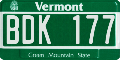 VT license plate BDK177