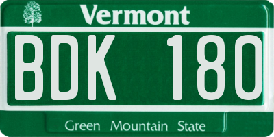 VT license plate BDK180