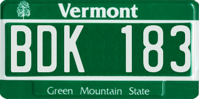 VT license plate BDK183