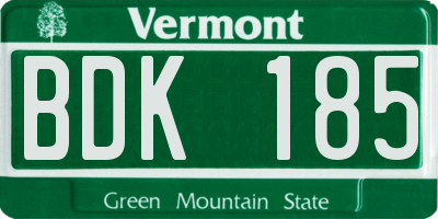 VT license plate BDK185
