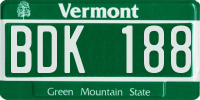 VT license plate BDK188