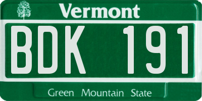 VT license plate BDK191