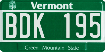 VT license plate BDK195