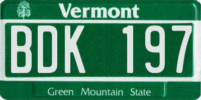 VT license plate BDK197