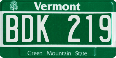 VT license plate BDK219