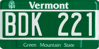 VT license plate BDK221
