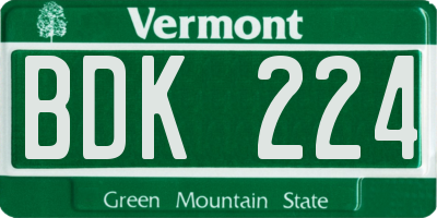 VT license plate BDK224