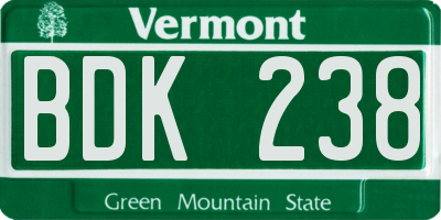 VT license plate BDK238