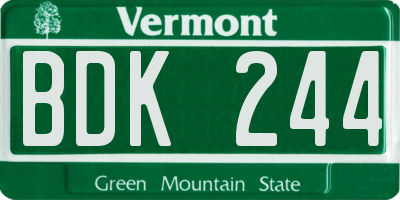 VT license plate BDK244