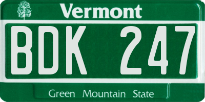 VT license plate BDK247