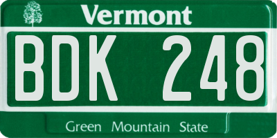 VT license plate BDK248