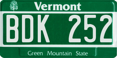 VT license plate BDK252
