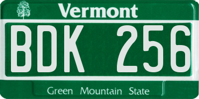 VT license plate BDK256