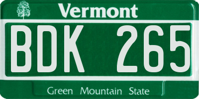 VT license plate BDK265