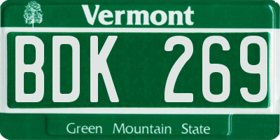VT license plate BDK269
