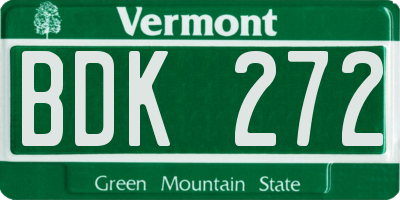 VT license plate BDK272