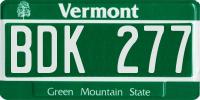 VT license plate BDK277