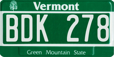 VT license plate BDK278