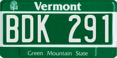 VT license plate BDK291