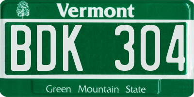 VT license plate BDK304