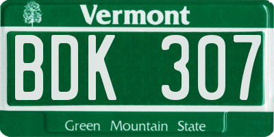 VT license plate BDK307