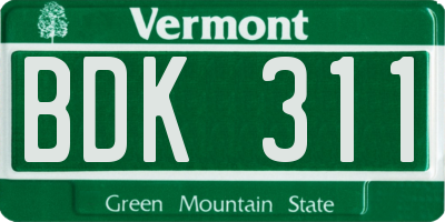 VT license plate BDK311