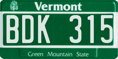 VT license plate BDK315