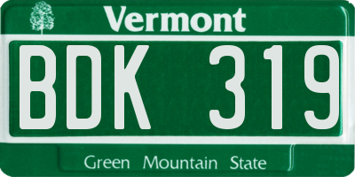 VT license plate BDK319