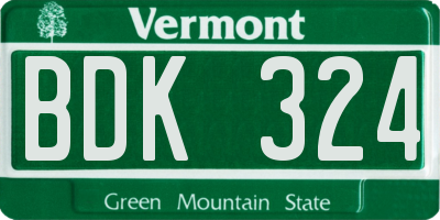 VT license plate BDK324