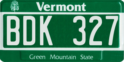VT license plate BDK327