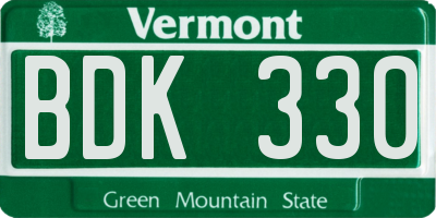 VT license plate BDK330