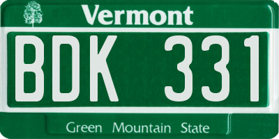 VT license plate BDK331