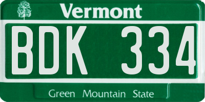VT license plate BDK334