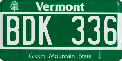 VT license plate BDK336