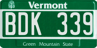VT license plate BDK339