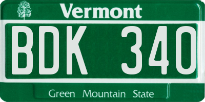 VT license plate BDK340