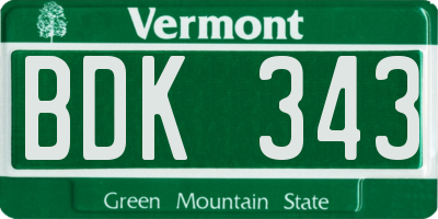 VT license plate BDK343