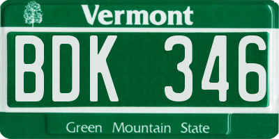 VT license plate BDK346