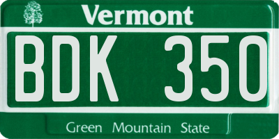 VT license plate BDK350