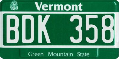 VT license plate BDK358