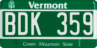 VT license plate BDK359