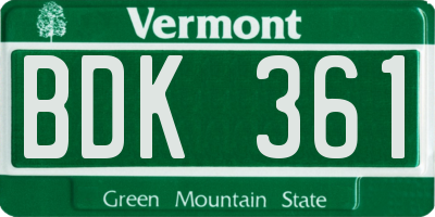 VT license plate BDK361