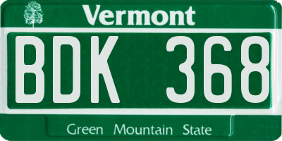 VT license plate BDK368