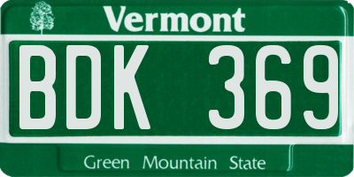 VT license plate BDK369