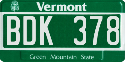 VT license plate BDK378