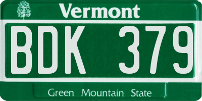VT license plate BDK379