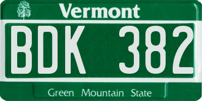 VT license plate BDK382