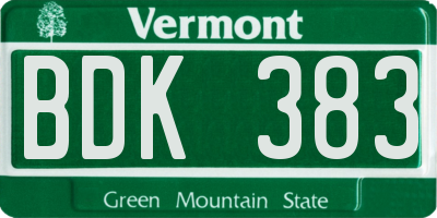 VT license plate BDK383