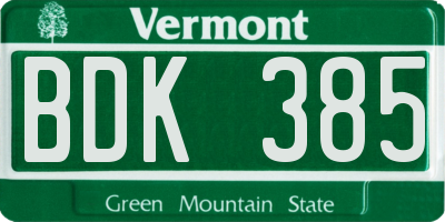 VT license plate BDK385